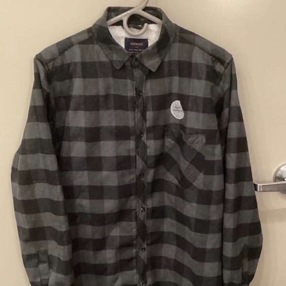 Nomad Sherpa Lined Flannel Gray Black Checkered Men Medium New With Tags MSRP 70 - Picture 1 of 11